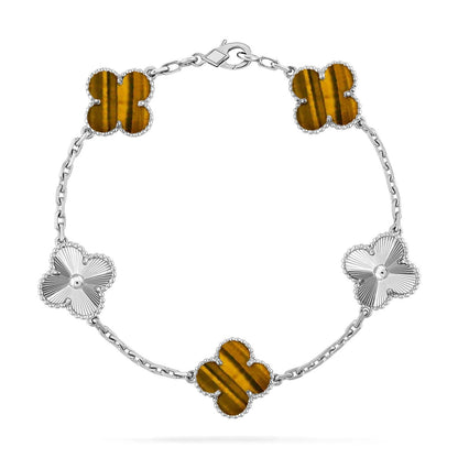 [Vintora] CLOVER 5 MOTIFS TIGER EYE BRACELET COLLECTION