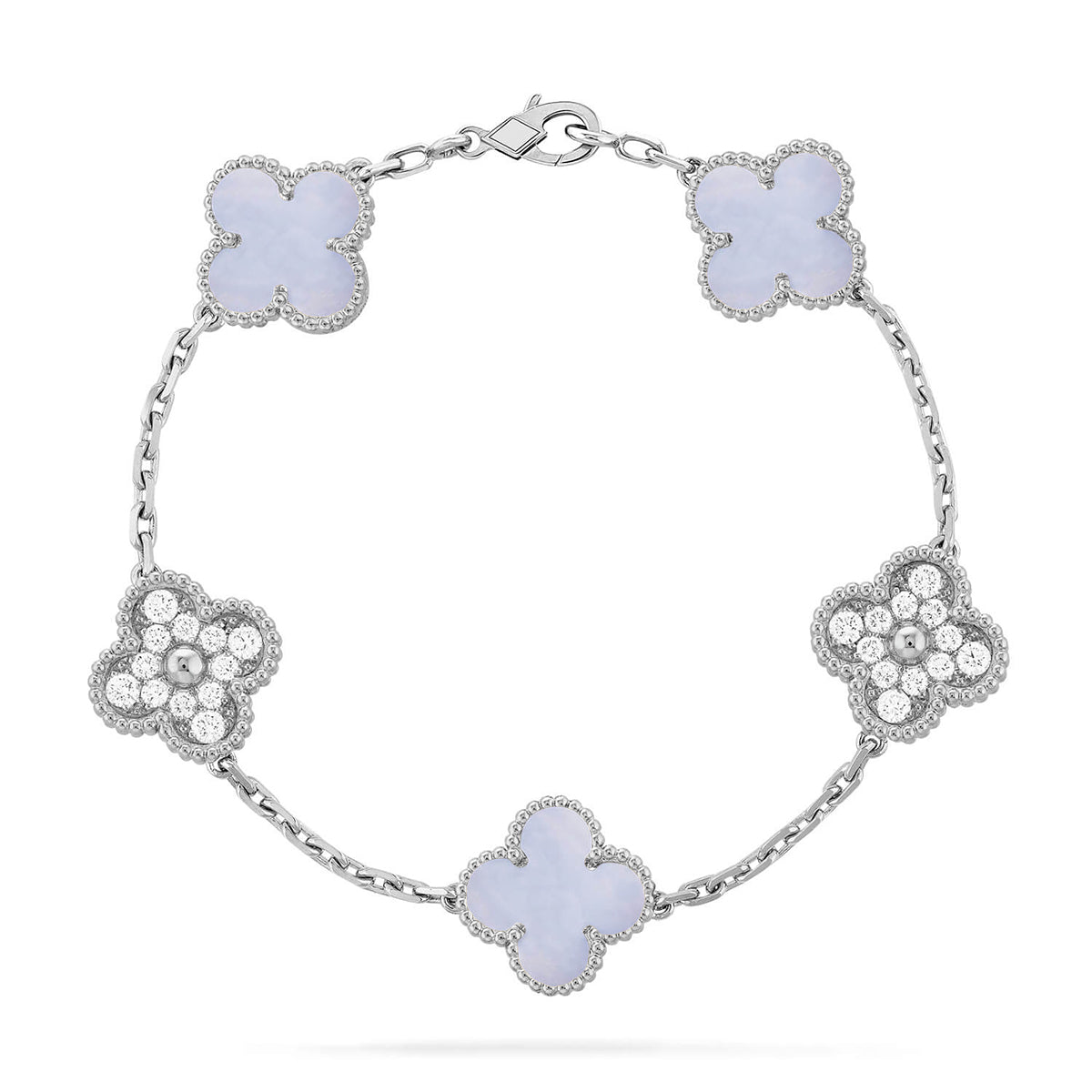 [Vintora] CLOVER 5 MOTIF PURPLE CHALCEDONY BRACELET COLLECTION