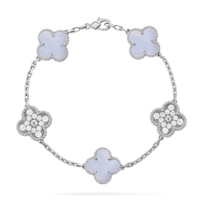 [Vintora] CLOVER 5 MOTIF PURPLE CHALCEDONY BRACELET COLLECTION