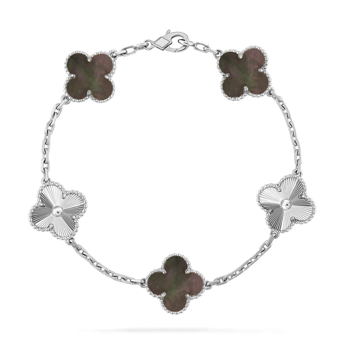 [Vintora] CLOVER 5 MOTIF GRAY MOP BRACELET COLLECTION