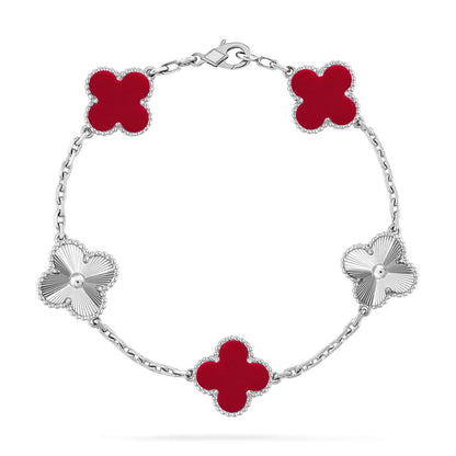 [Vintora] CLOVER 5 MOTIF RED CORNELIAN BRACELET COLLECTION