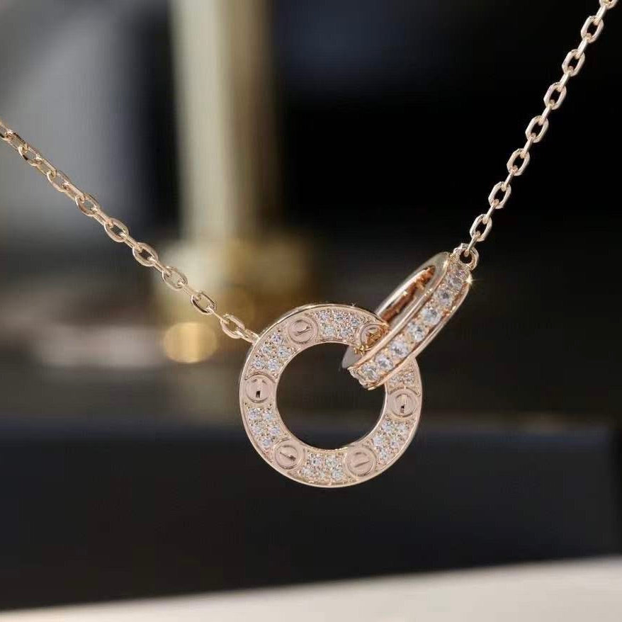 [Vintora]LOVE 7.6MM NECKLACE Vintora GOLD AND SILVER  FULL DIAMOND