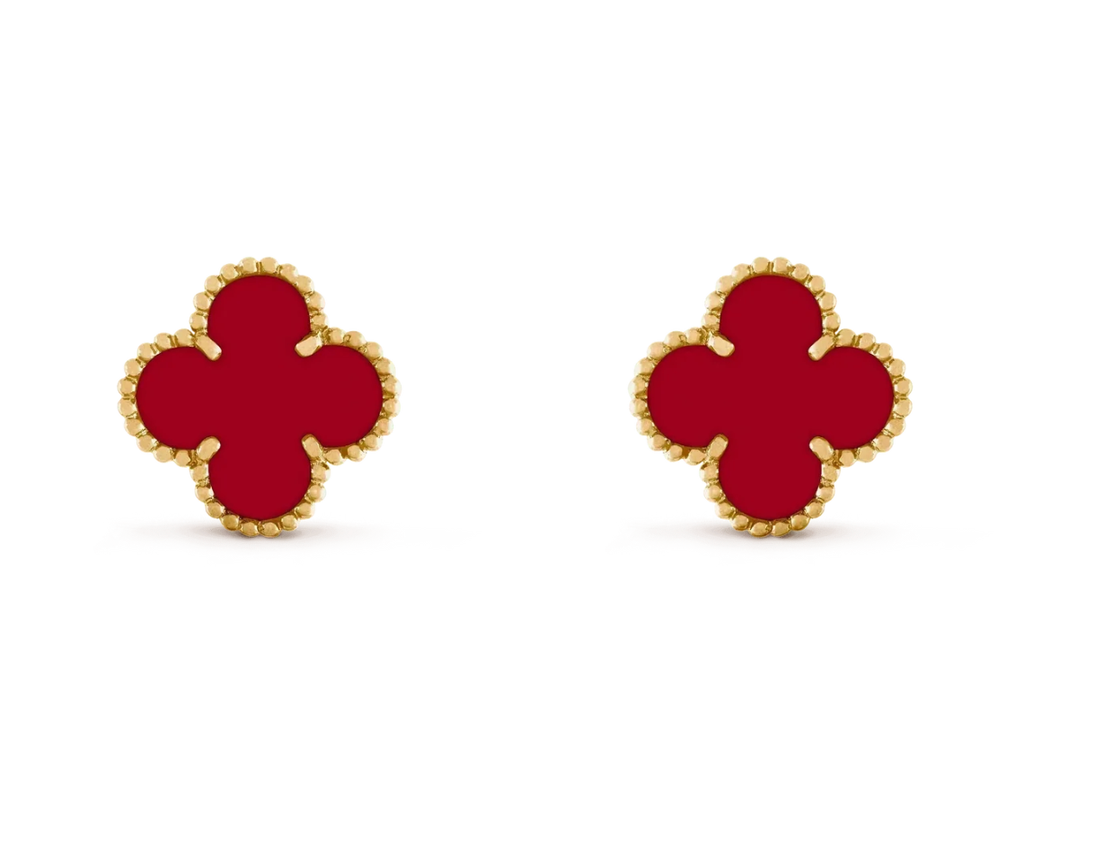 [Vintora] CLOVER 20MM RED AGATE EARRINGS