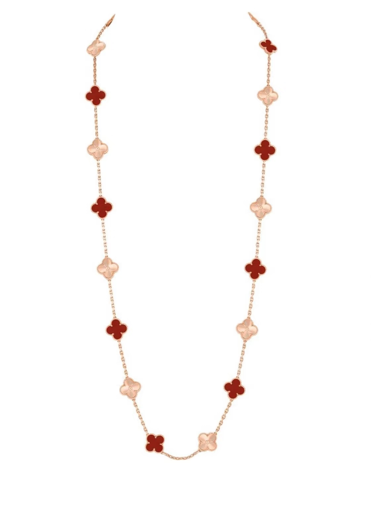 [Vintora]CLOVER 20 MOTIFS LASER CARNELIAN NECKLACE