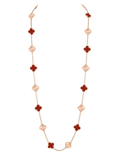 [Vintora]CLOVER 20 MOTIFS LASER CARNELIAN NECKLACE