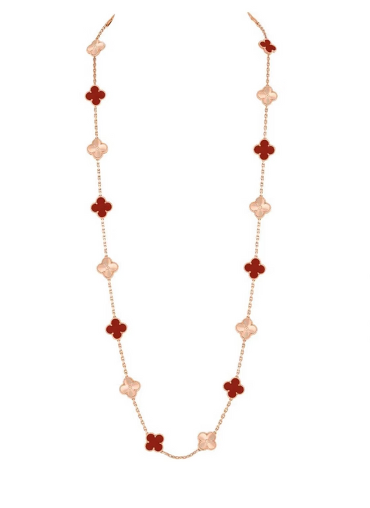 [Vintora]CLOVER 20 MOTIFS LASER CARNELIAN NECKLACE