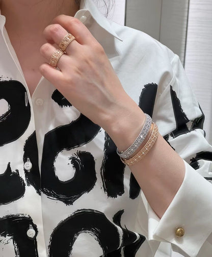 [?Vintora]2026 WOVEN-PATTERN BRACELET SET WITH FULL DIAMOND INLAY THREE-COLORS
