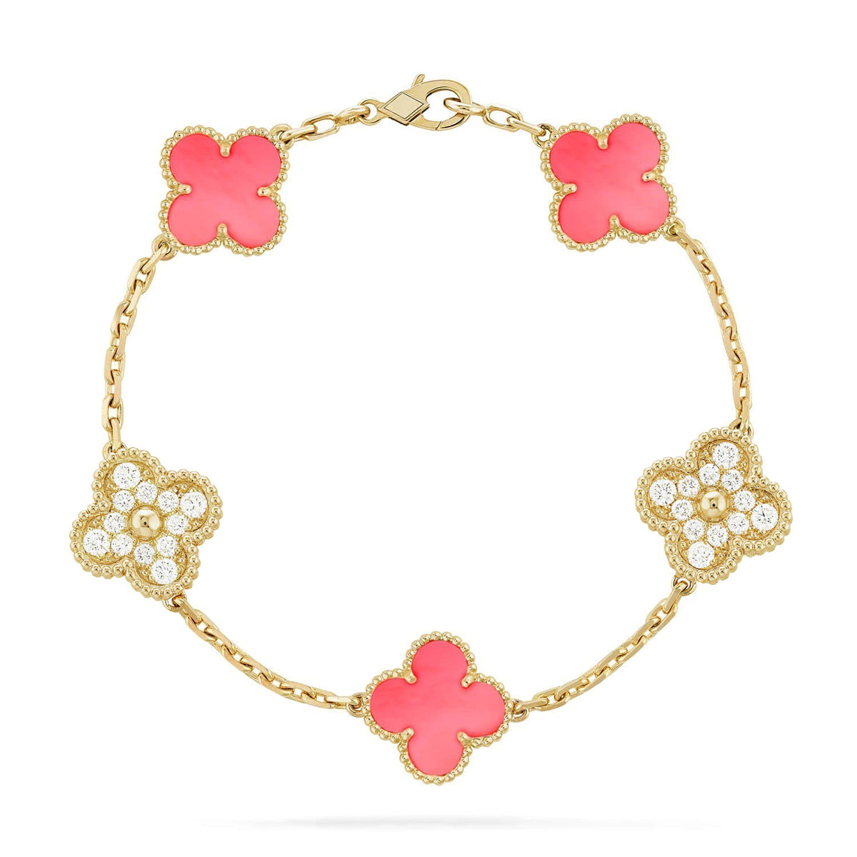 [Vintora] CLOVER 5 MOTIFS  PINK MOP BRACELET COLLECTION