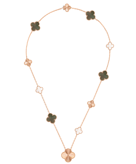[Vintora]DETACHABLE CLOVER 15(11+4) FLOWER SILVER NECKLACE SET