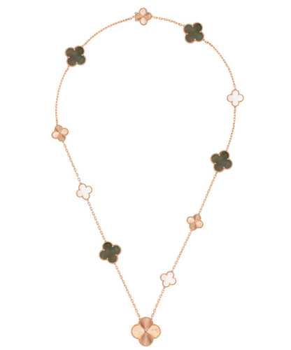 [Vintora]DETACHABLE CLOVER 15(11+4) FLOWER SILVER NECKLACE SET