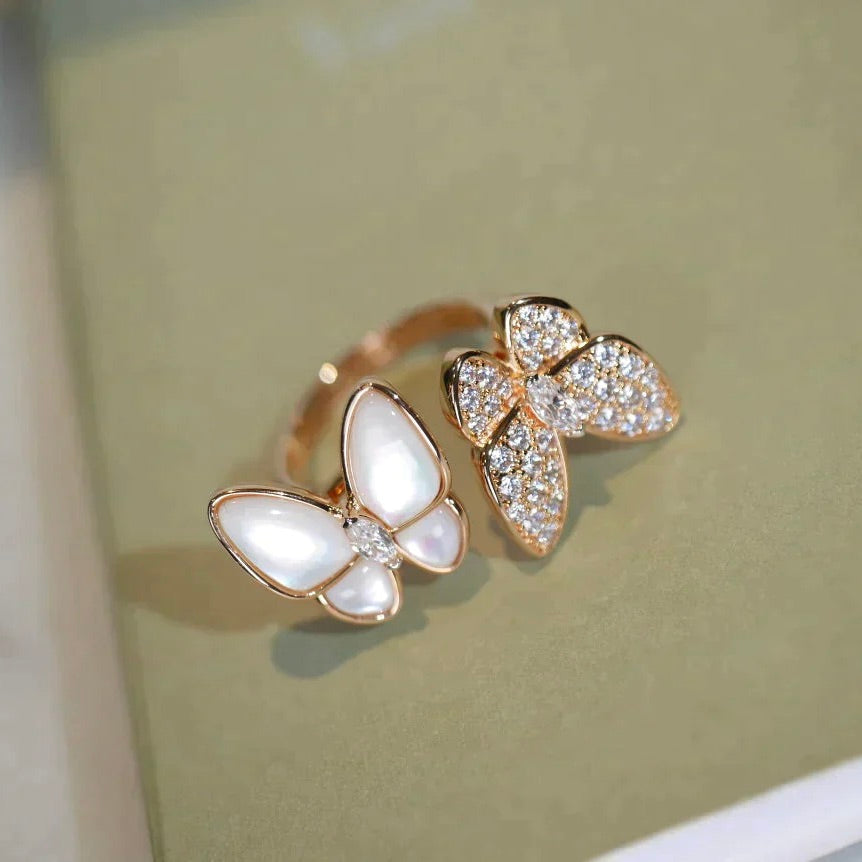 [Vintora]TWIN BUTTERFLY DIAMOND MOP RING