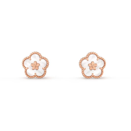 [Vintora]LUCKY PINK GOLD WHITE MOP EARRINGS