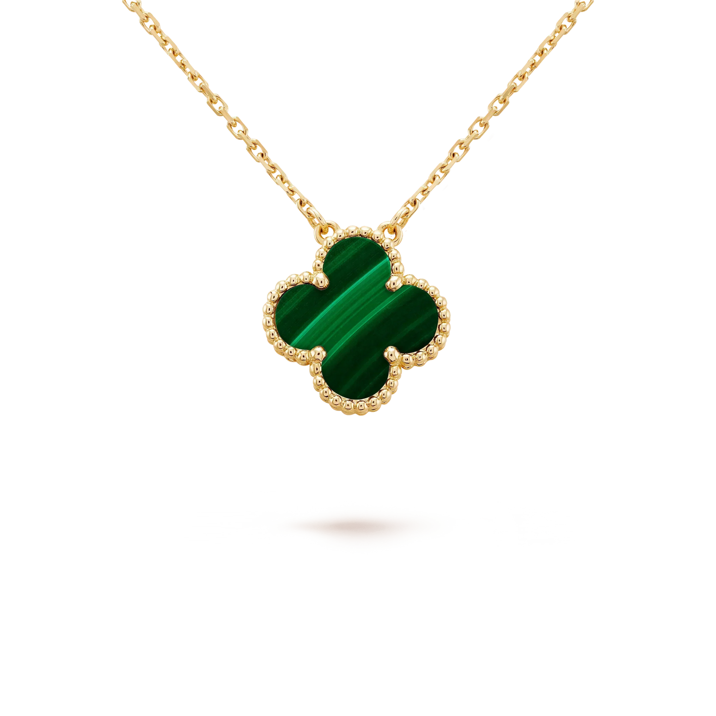 [Vintora]CLOVER 15MM MALACHITE SINGLE FLOWER  NECKLACE