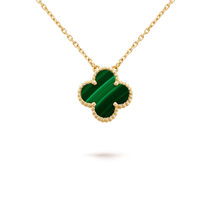 [Vintora]CLOVER 15MM MALACHITE SINGLE FLOWER  NECKLACE