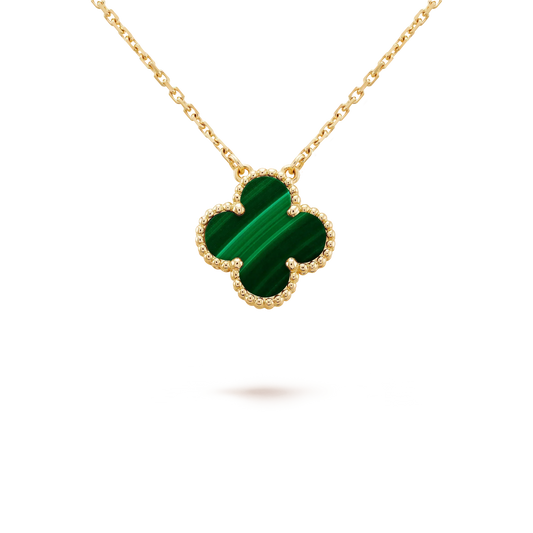 [Vintora]CLOVER 15MM MALACHITE SINGLE FLOWER  NECKLACE