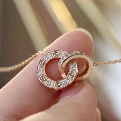 [Vintora]LOVE 7.6MM NECKLACE Vintora GOLD AND SILVER  FULL DIAMOND