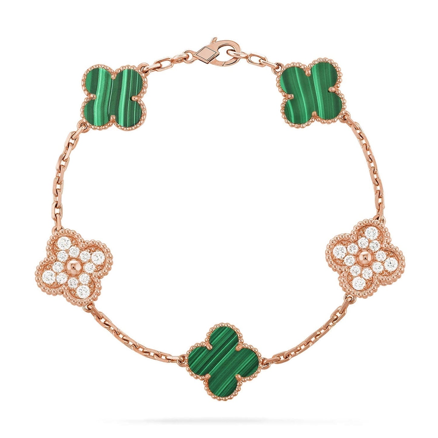 [Vintora] CLOVER 5 MOTIF MALACHITE BRACELET COLLECTION