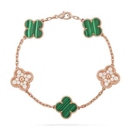 [Vintora] CLOVER 5 MOTIF MALACHITE BRACELET COLLECTION