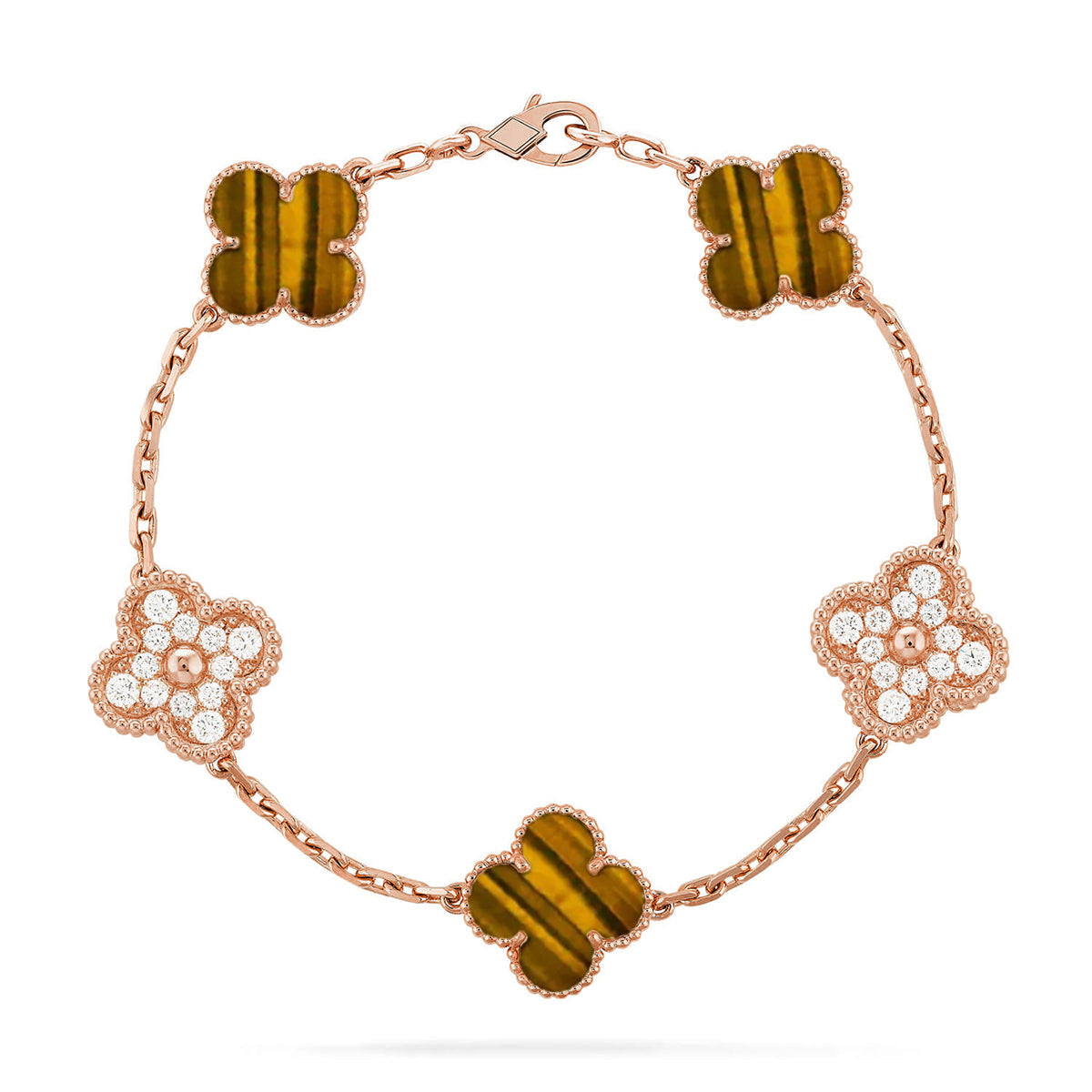 [Vintora] CLOVER 5 MOTIFS TIGER EYE BRACELET COLLECTION