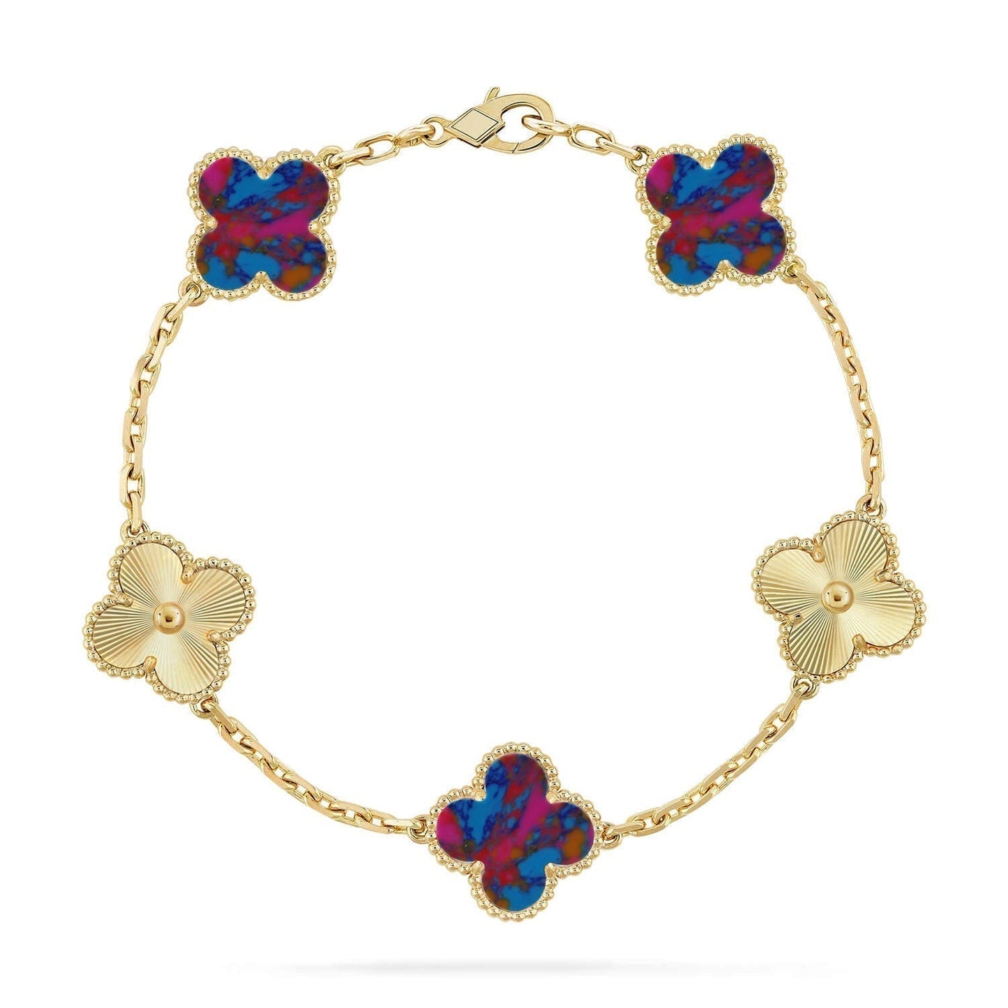 [Vintora]CLOVER 5 MOTIF COLOR GEMSTONES BRACELET COLLECTION