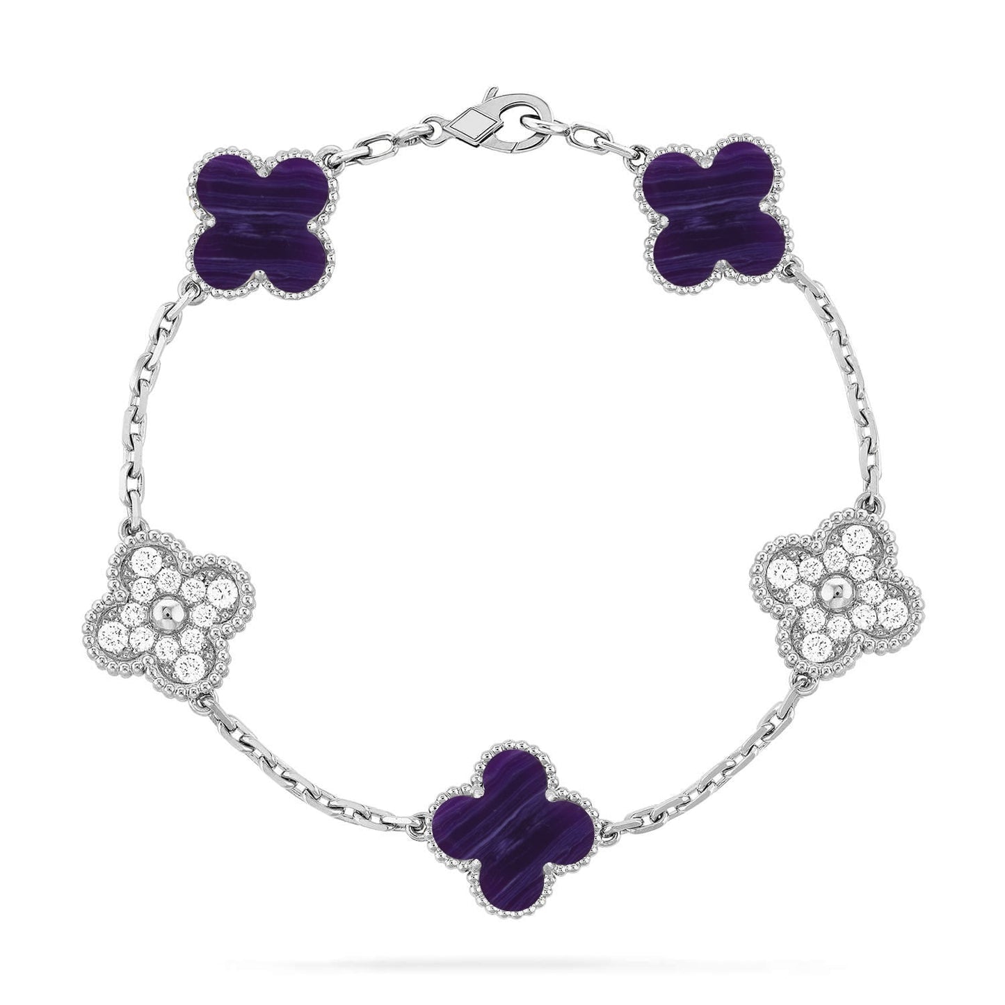 [Vintora]CLOVER 5 MOTIF PURPLE STRIPES BRACELET COLLECTION