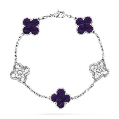 [Vintora]CLOVER 5 MOTIF PURPLE STRIPES BRACELET COLLECTION