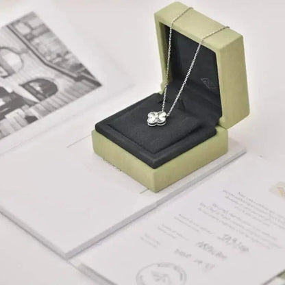 [Vintora]CLOVER  15MM DIAMOND LASER NECKLACE SILVER
