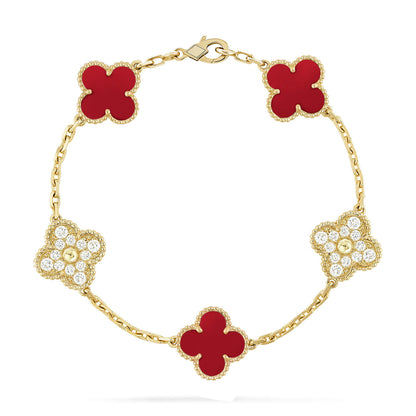 [Vintora] CLOVER 5 MOTIF RED CORNELIAN BRACELET COLLECTION
