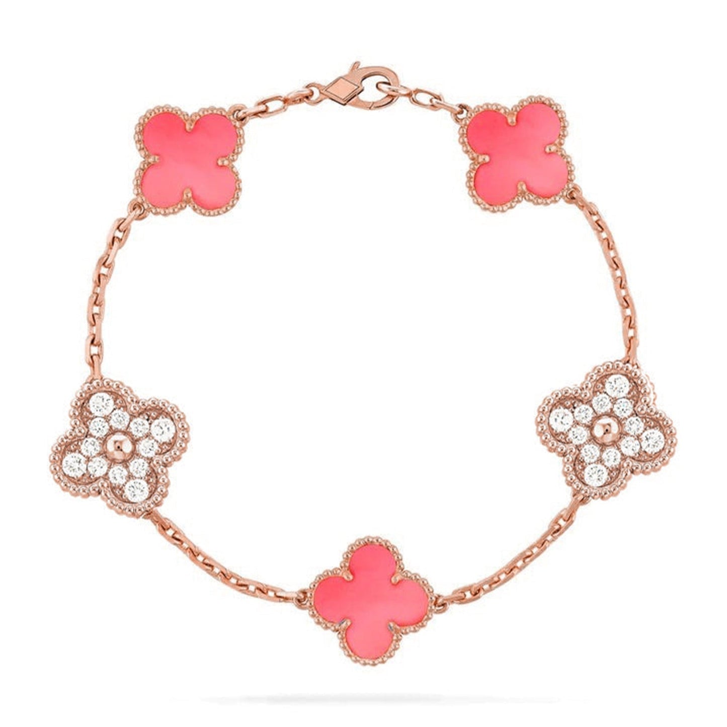 [Vintora] CLOVER 5 MOTIFS  PINK MOP BRACELET COLLECTION