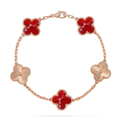 [Vintora]CLOVER 5 MOTIF RED PATTERN BRACELET COLLECTION