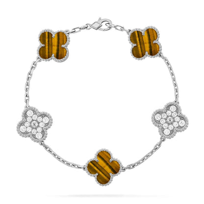 [Vintora] CLOVER 5 MOTIFS TIGER EYE BRACELET COLLECTION