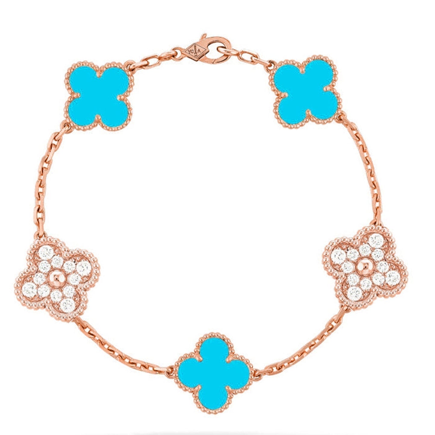 [Vintora] CLOVER 5 MOTIF TURQUOISE BRACELET COLLECTION