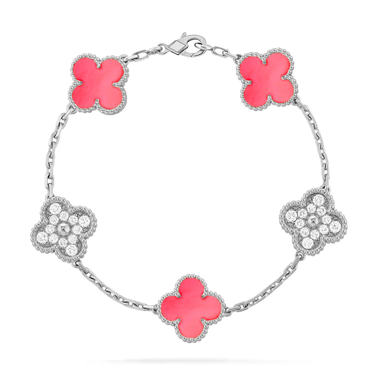 [Vintora] CLOVER 5 MOTIFS  PINK MOP BRACELET COLLECTION