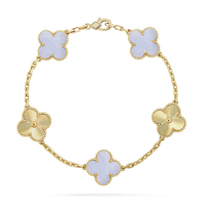 [Vintora] CLOVER 5 MOTIF PURPLE CHALCEDONY BRACELET COLLECTION
