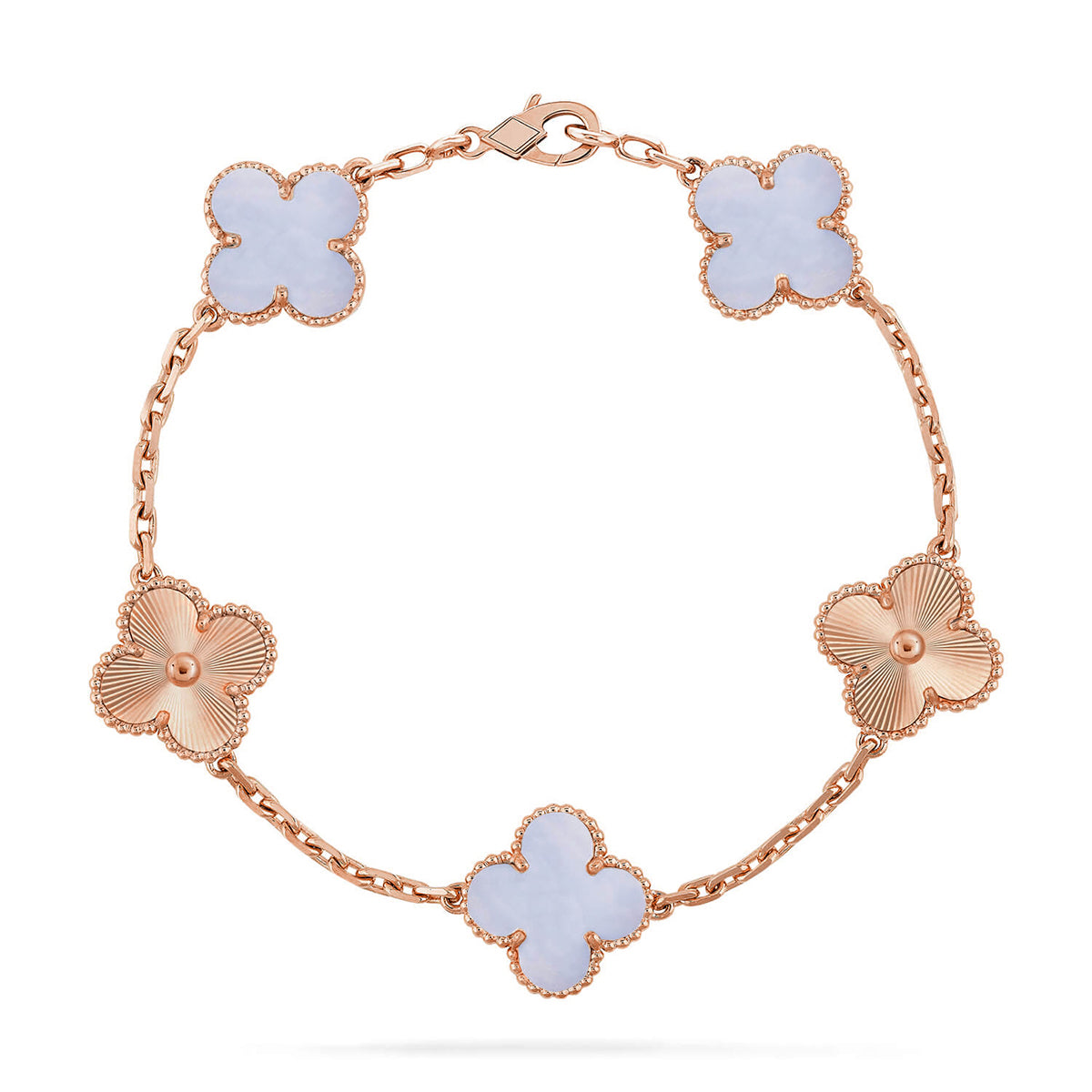 [Vintora] CLOVER 5 MOTIF PURPLE CHALCEDONY BRACELET COLLECTION