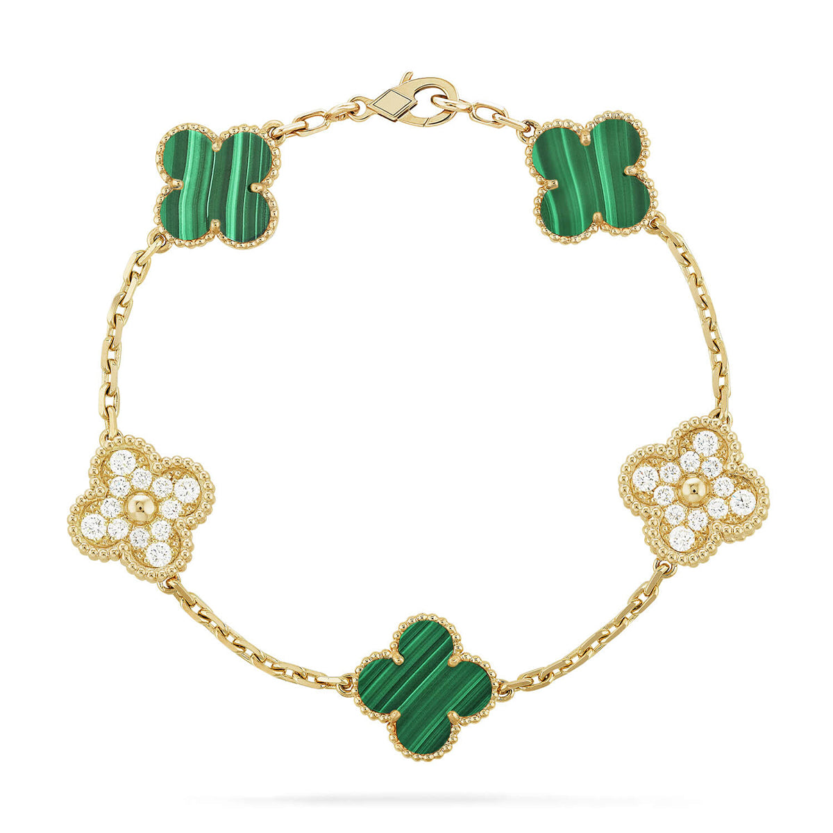 [Vintora] CLOVER 5 MOTIF MALACHITE BRACELET COLLECTION