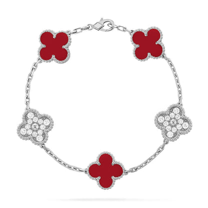 [Vintora] CLOVER 5 MOTIF RED CORNELIAN BRACELET COLLECTION