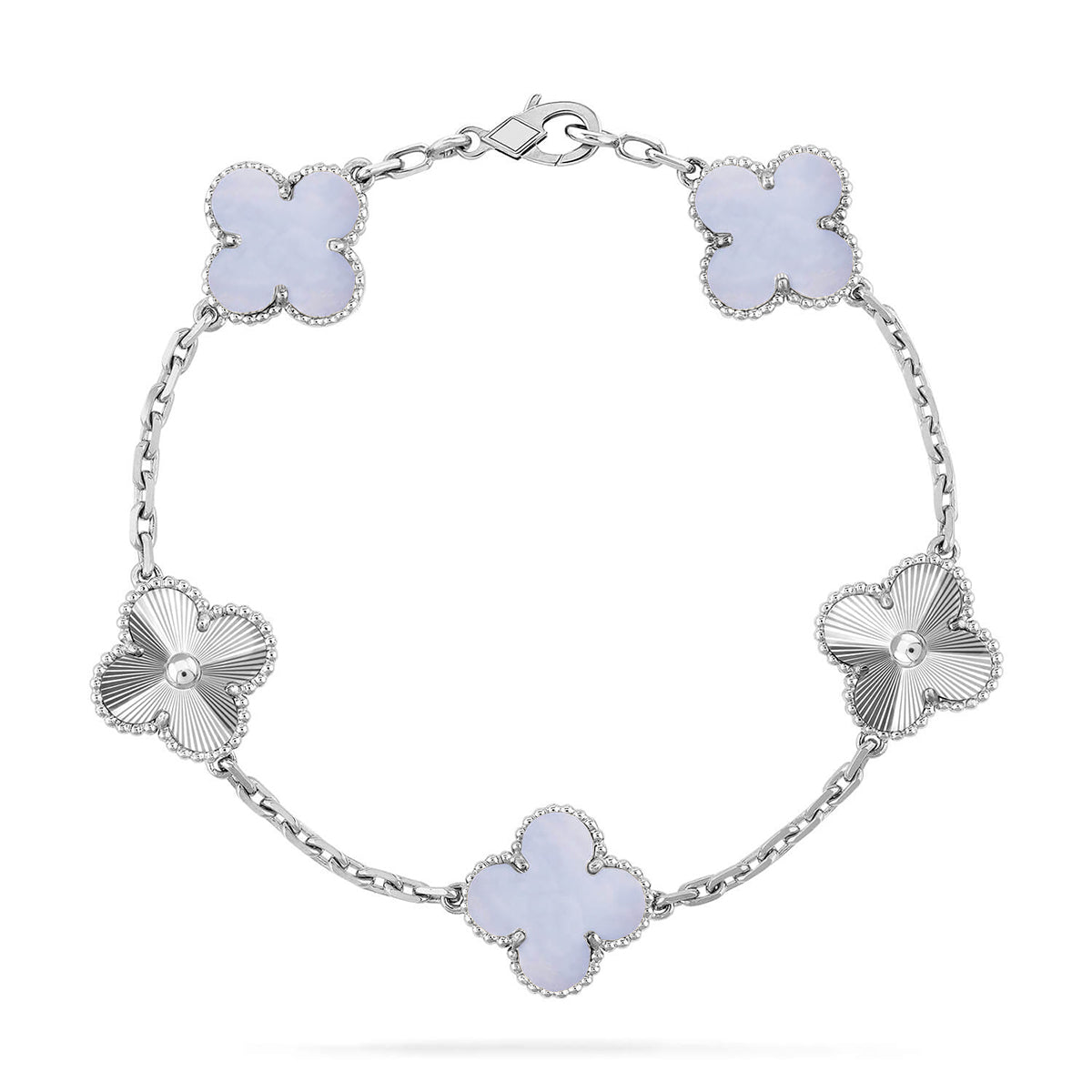 [Vintora] CLOVER 5 MOTIF PURPLE CHALCEDONY BRACELET COLLECTION