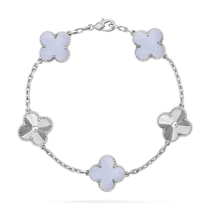 [Vintora] CLOVER 5 MOTIF PURPLE CHALCEDONY BRACELET COLLECTION