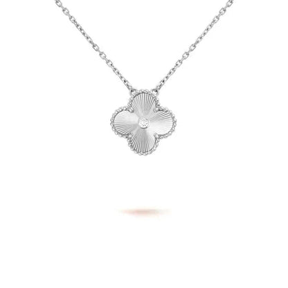 [Vintora]CLOVER  15MM DIAMOND LASER NECKLACE SILVER