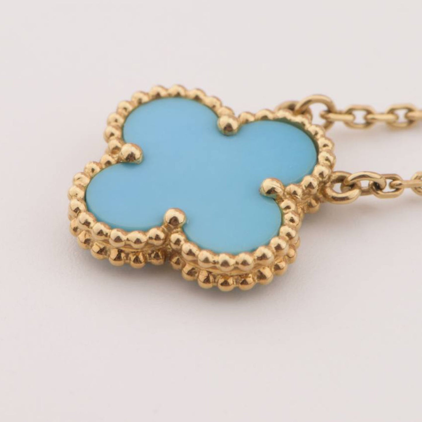 [Vintora]CLOVER 15MM VINTAGE TURQUOISE NECKLACE