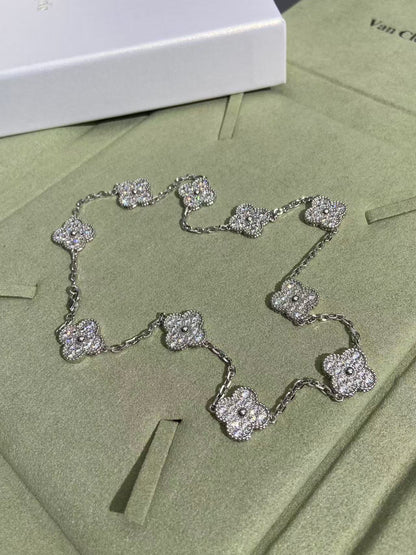 [Vintora Jewelry]CLOVER 10 MOTIFS  FULL DIAMOND NECKLACE