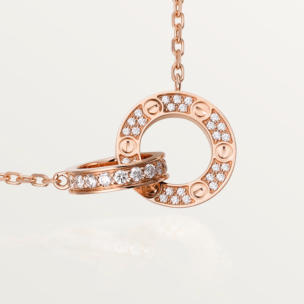 [Vintora]LOVE 7.6MM NECKLACE Vintora GOLD AND SILVER  FULL DIAMOND