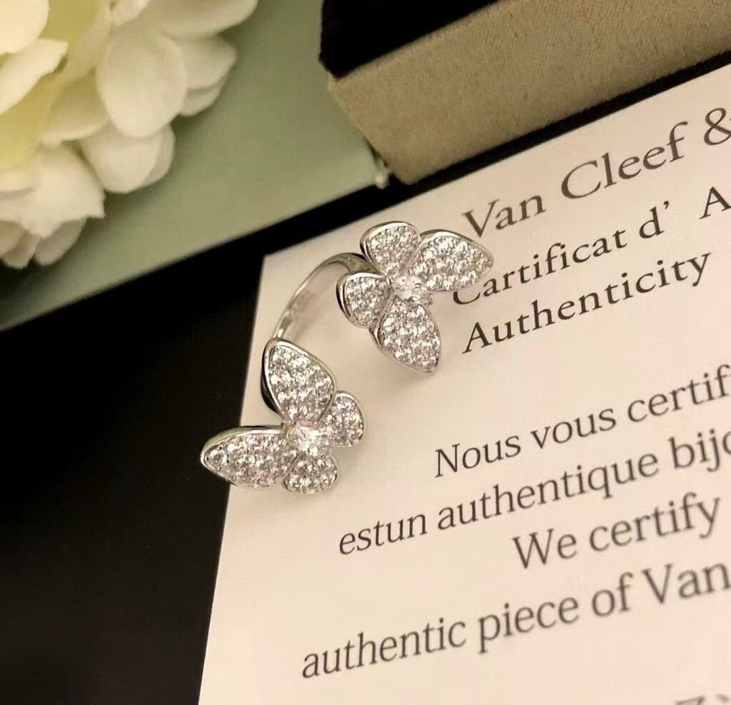 [Vintora]TWIN SILVER BUTTERFLY DIAMOND RING