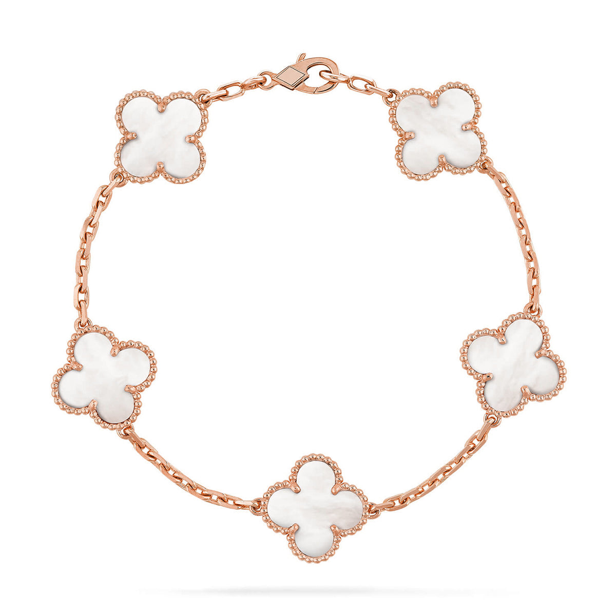 [Vintora]CLOVER WHITE PEARL MOP 5 MOTIF BRACELET COLLECTION