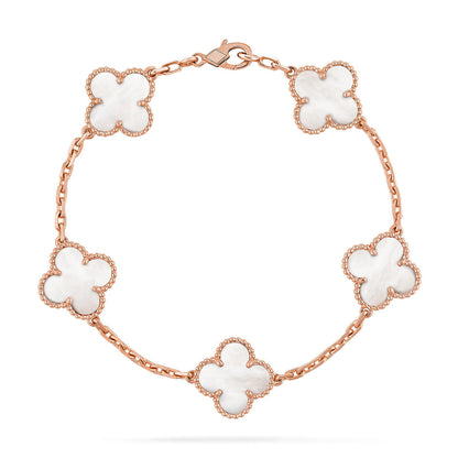 [Vintora]CLOVER WHITE PEARL MOP 5 MOTIF BRACELET COLLECTION