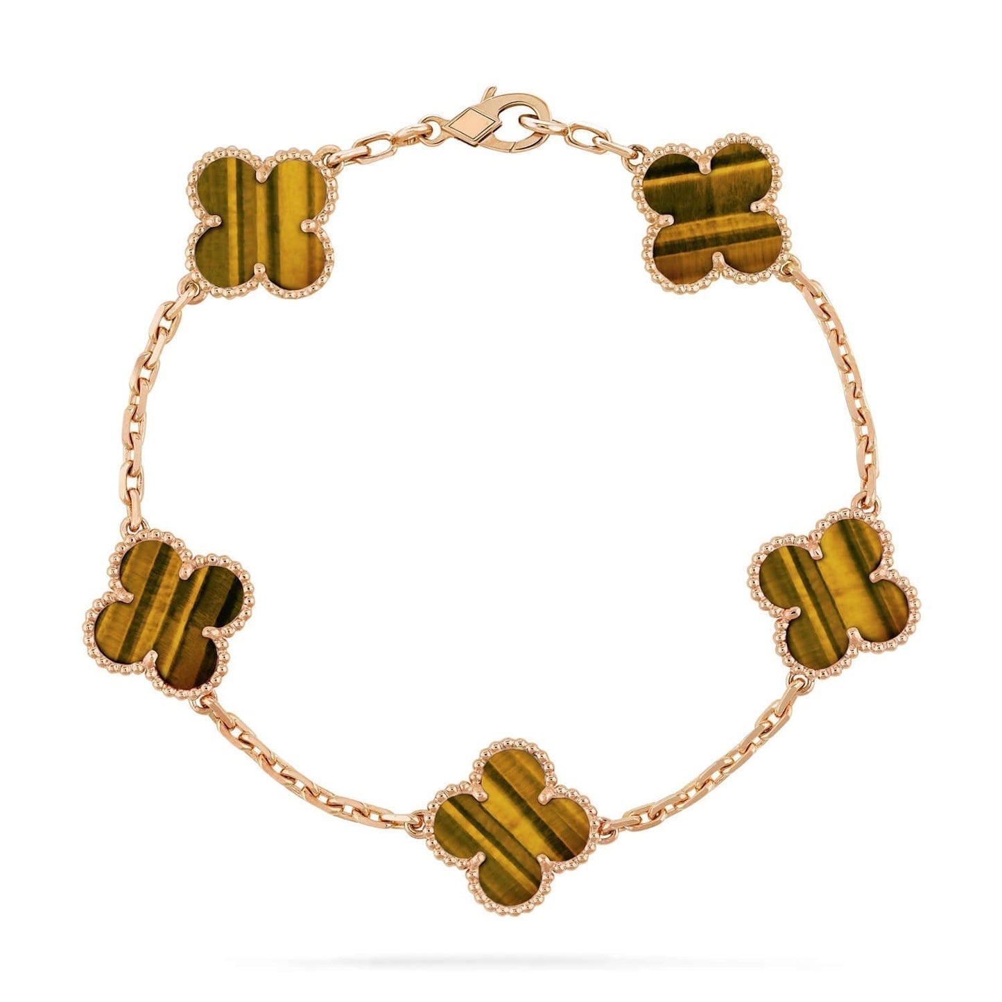 [Vintora] CLOVER 5 MOTIFS TIGER EYE BRACELET COLLECTION