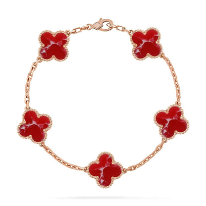 [Vintora]CLOVER 5 MOTIF RED PATTERN BRACELET COLLECTION