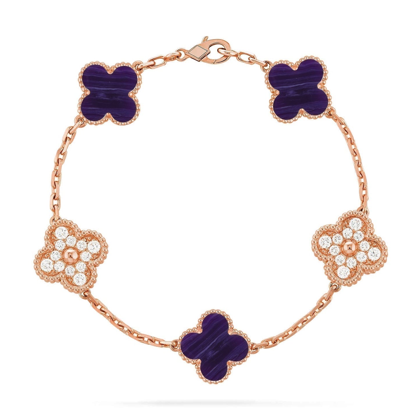 [Vintora]CLOVER 5 MOTIF PURPLE STRIPES BRACELET COLLECTION