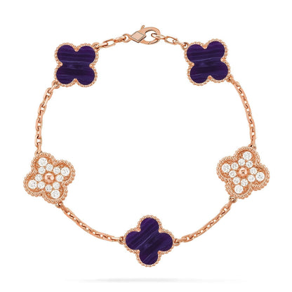 [Vintora]CLOVER 5 MOTIF PURPLE STRIPES BRACELET COLLECTION